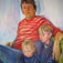 Julian mit Kindern,  2008<br/>Öl auf Leinwand<br/>80 x 100 cm